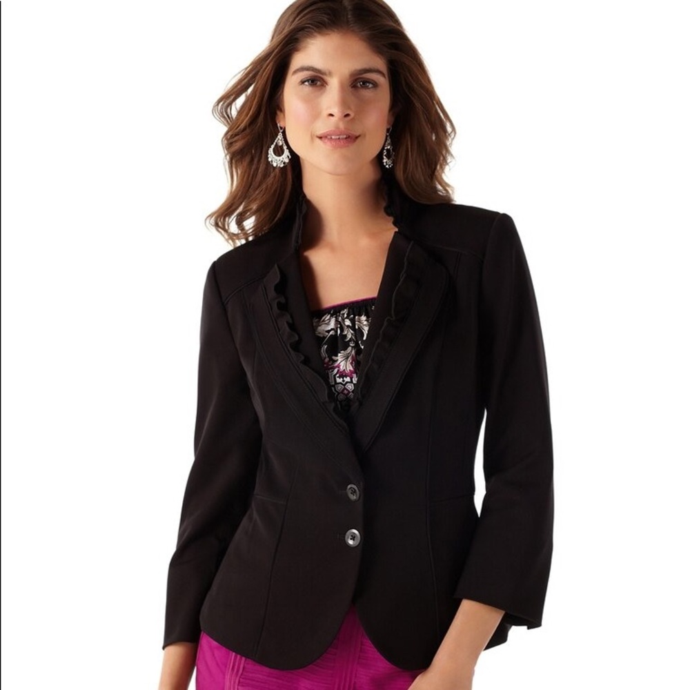 WHBM Seasonless Ruffle Lapel Jacket, Sz 10
